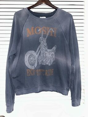 Lauren Moshi Gray Crewneck Sweatshirt with Rust and Faded White Graphic